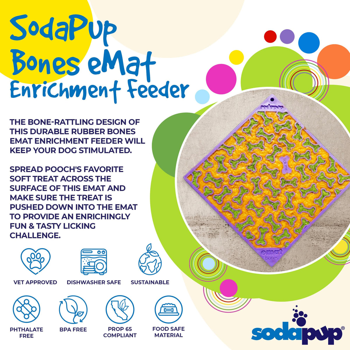 SodaPup Bones Lick Mat for Dogs & Cats