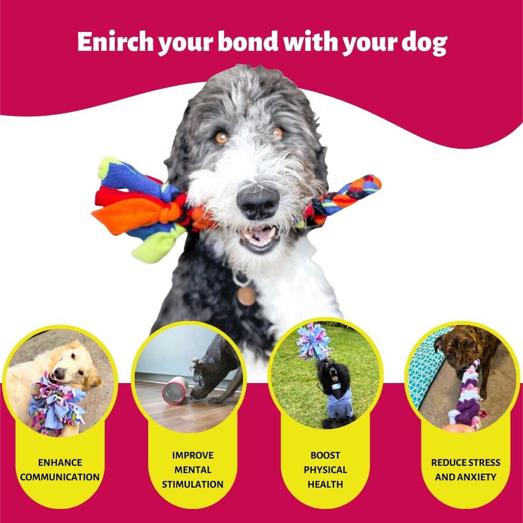 3-in-1 Bundle Enrichment Tube for Dogs - Tug Toy, Treat Dispenser & Snuffle Ball