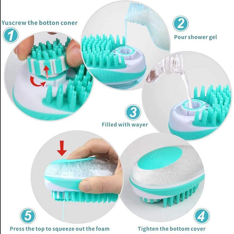 2-in-1 Pet Bath & Massage Brush for Dogs & Cats