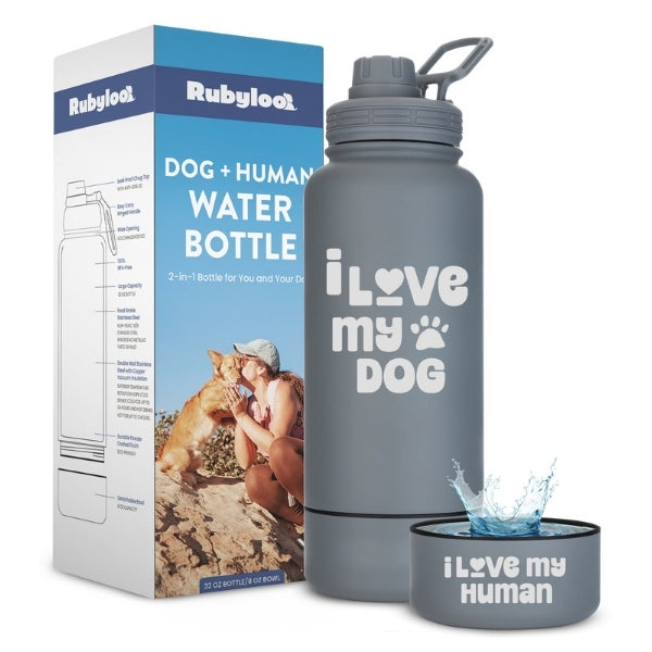 Rubyloo Dog & Human Water Bottle with Detachable Bowl