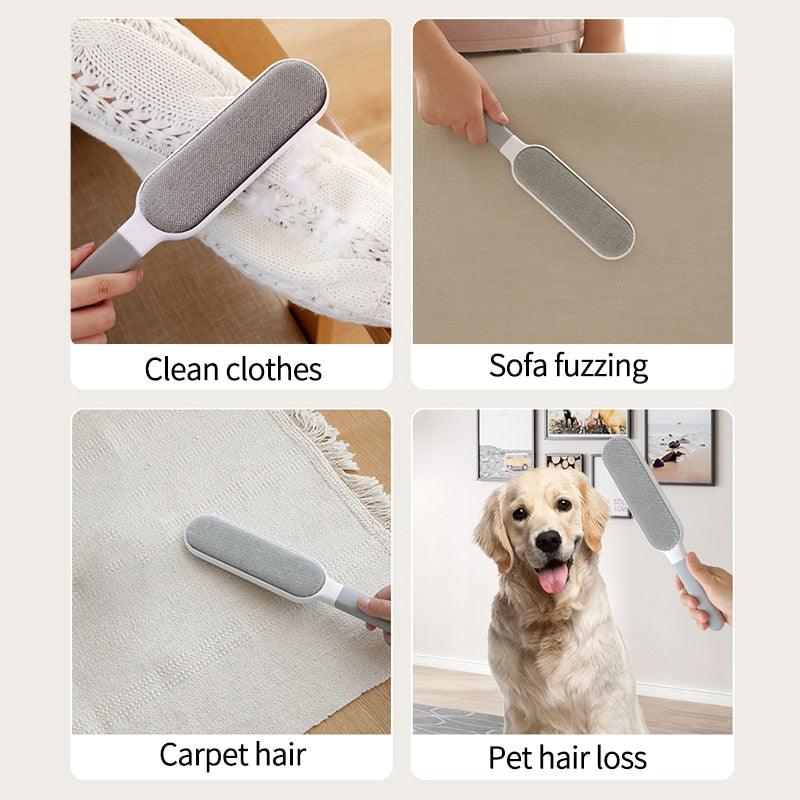 Reusable Double-Sided Pet Hair Brush with Cleaning Base