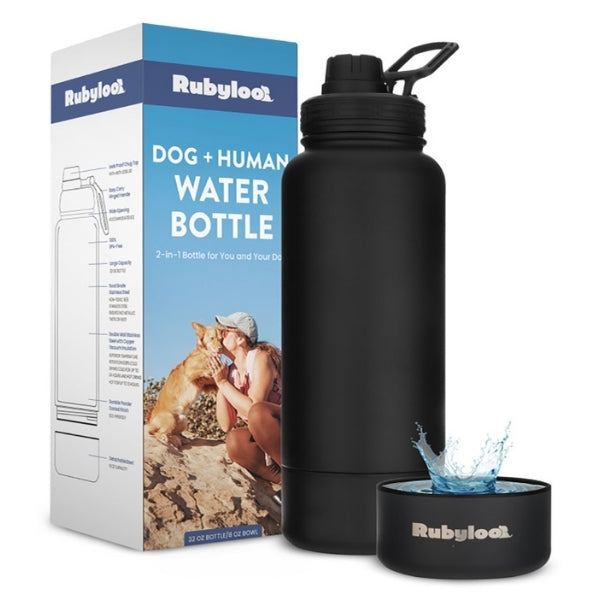 Rubyloo Dog & Human Water Bottle with Detachable Bowl