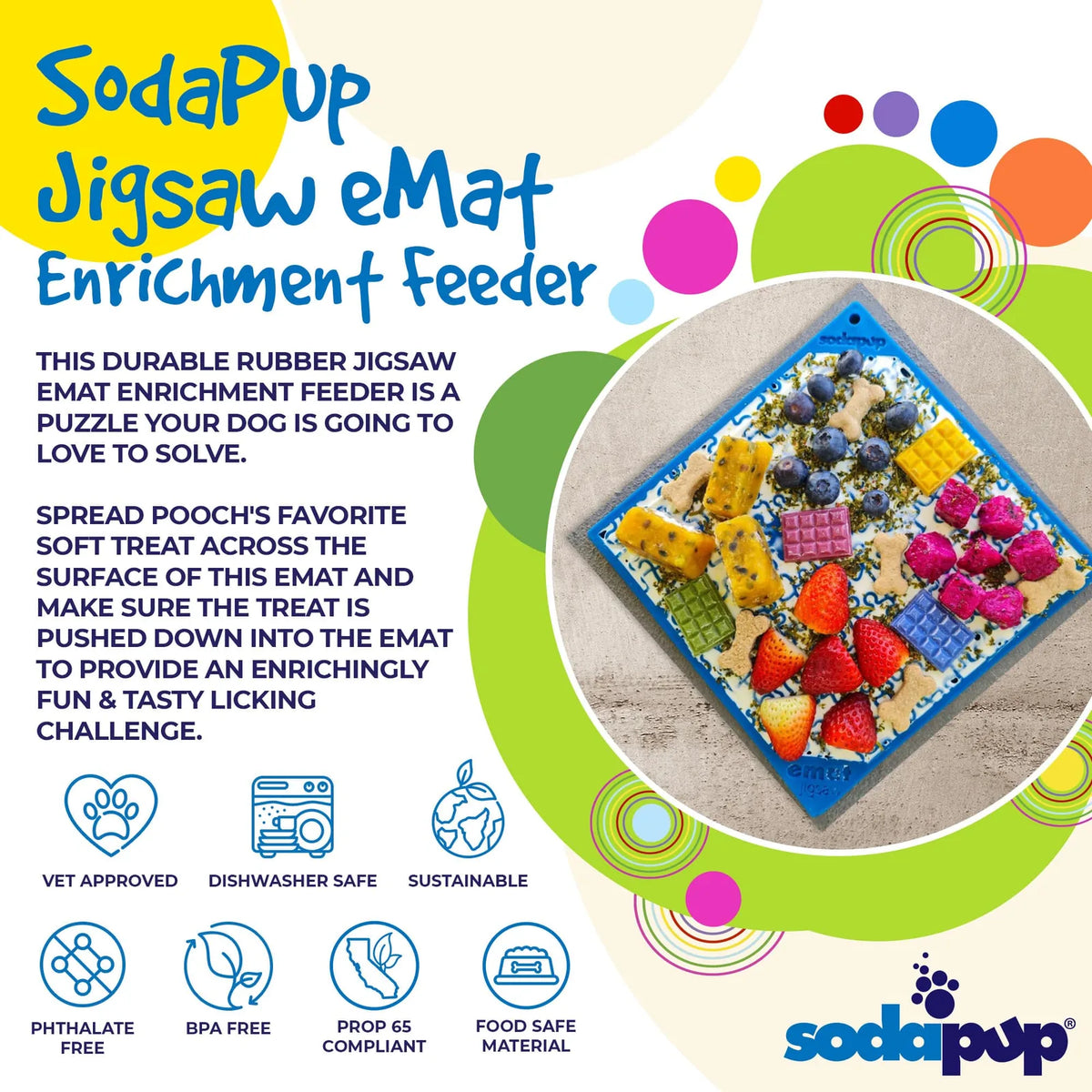 SodaPup Jigsaw Puzzle Lick Mat for Dogs & Cats